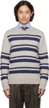 Ps By Paul Smith Taupe Raised Stripe Merino Wool Sweater In 61 Brown