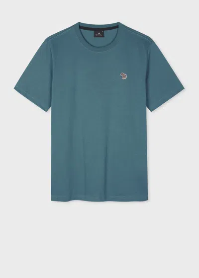 Ps By Paul Smith Teal Blue Organic Cotton Zebra Logo T-shirt Green