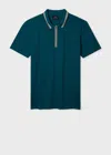 Ps By Paul Smith Teal Contrast Tipping Zip-neck Polo Shirt Green