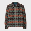 Ps By Paul Smith Teal Jacquard Check Wool Zip Jacket Multicolour In Multi