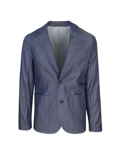 PS BY PAUL SMITH THREE-BUTTON INDIGO COTTON TWILL BLAZER