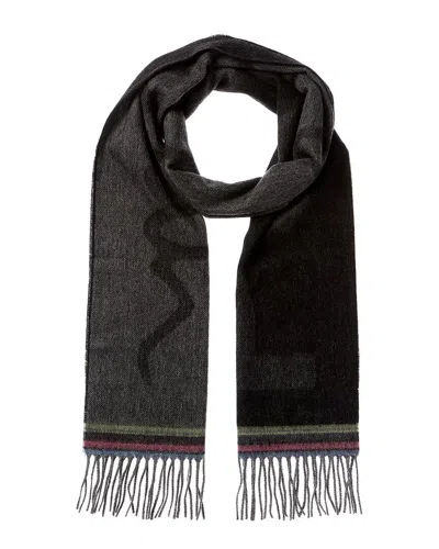 Ps By Paul Smith Tilt Logo Wool-blend Scarf In Black