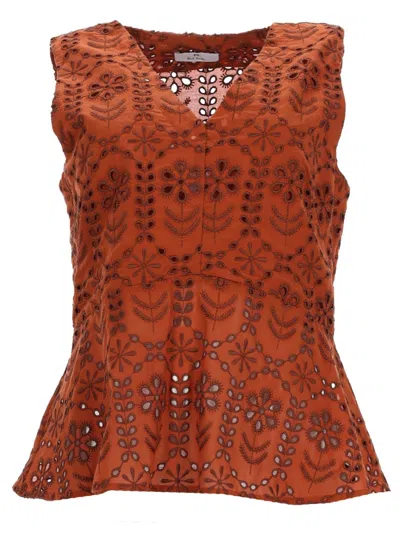 Ps By Paul Smith Top With Perforated Pattern In Orange