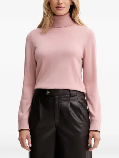 Ps By Paul Smith Turtleneck Striped-trim Sweater In Pink