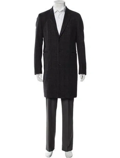 Pre-owned Ps By Paul Smith Tweed Pattern Overcoat In Blue