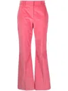Ps By Paul Smith Velvet High-waisted Straight Trousers In Pink