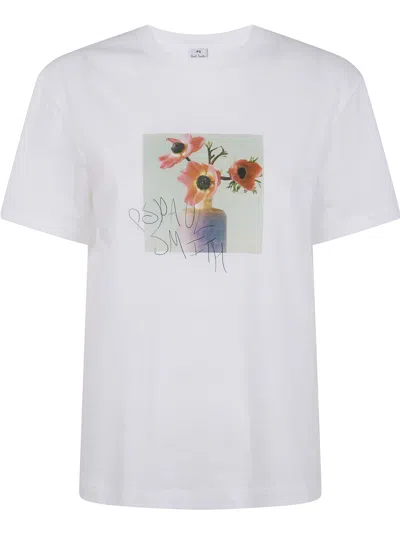 PS BY PAUL SMITH WOMENS ANENOMES T-SHIRT,W2R232VPP4958 01 WHITE