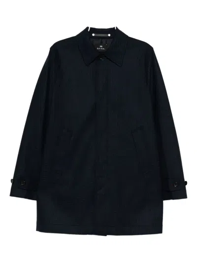 Ps By Paul Smith Waffle-textured Shirt Jacket In Blue