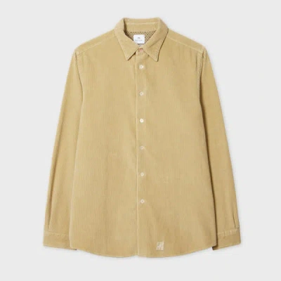 Ps By Paul Smith Washed Green Corduroy Shirt Brown
