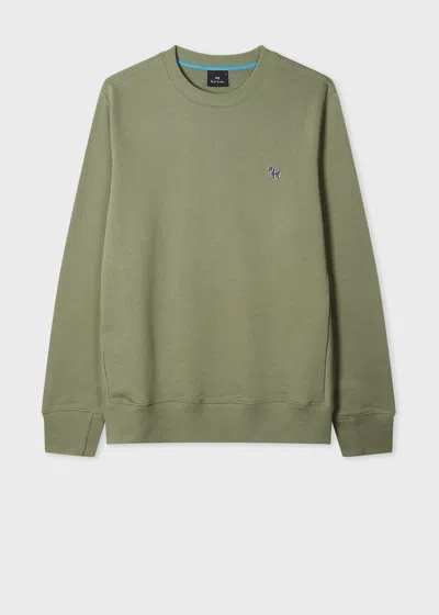 Ps By Paul Smith Washed Green Organic Cotton Zebra Logo Sweatshirt