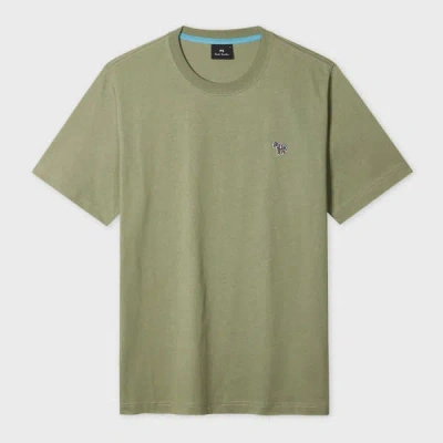 Ps By Paul Smith Washed Green Organic Cotton Zebra Logo T-shirt