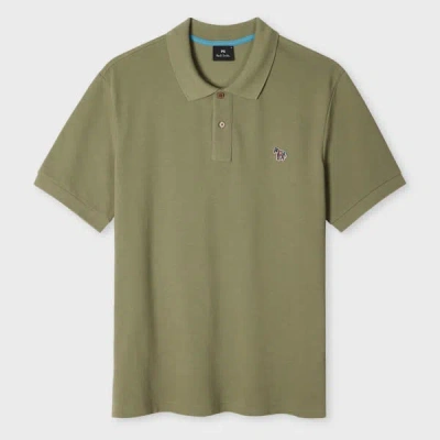 Ps By Paul Smith Washed Green Organic Cotton Zebra Polo Shirt
