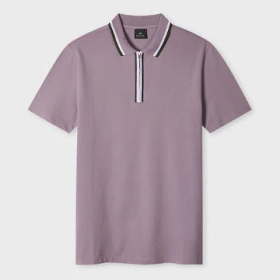 Ps By Paul Smith Washed Mauve Contrast Tipping Zip Polo Shirt Purple