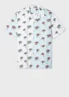 Ps By Paul Smith White And Blue 'edelweiss' Print Short-sleeve Shirt