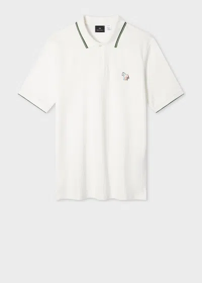 Ps By Paul Smith White 'broad Stripe Zebra' Polo Shirt