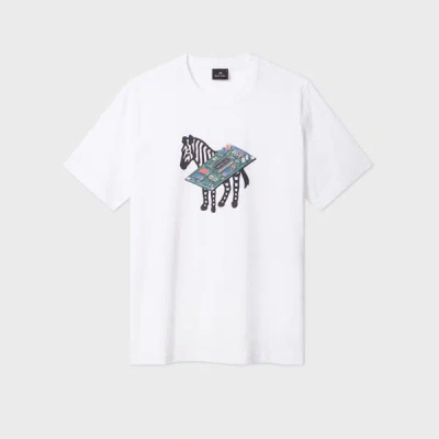 Ps By Paul Smith White Circuit Print 'zebra' T-shirt
