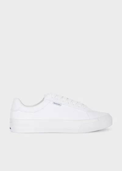 PS BY PAUL SMITH WHITE COATED LEATHER 'AMOS' TRAINERS