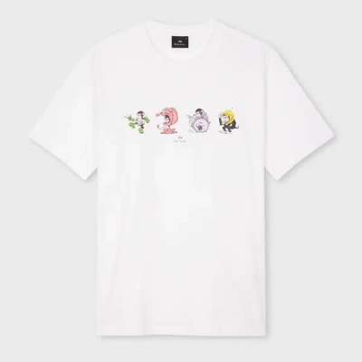 Ps By Paul Smith White Cotton 'monkey' Print T-shirt
