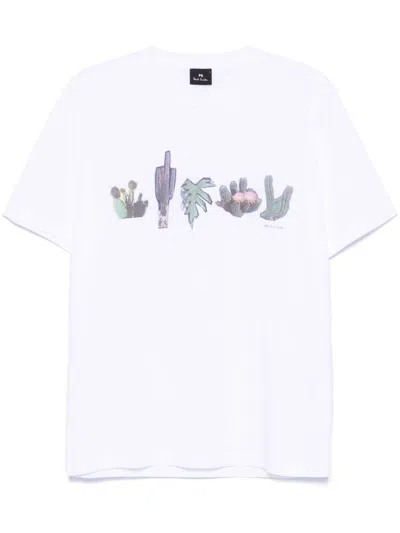 Ps By Paul Smith White Cotton T-shirt With Prints