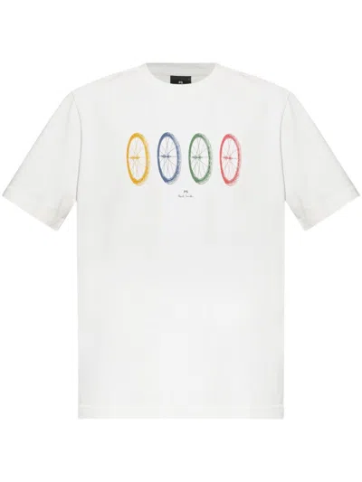 Ps By Paul Smith White Crewneck Printed T-shirt