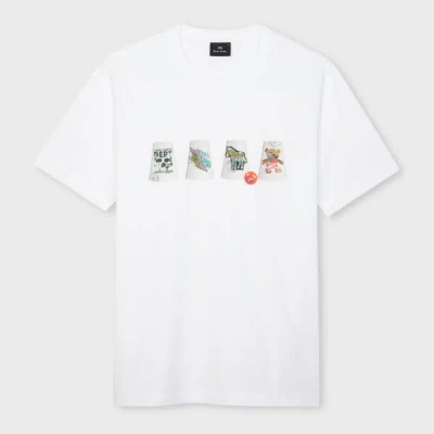 Ps By Paul Smith White 'cups' Print T-shirt
