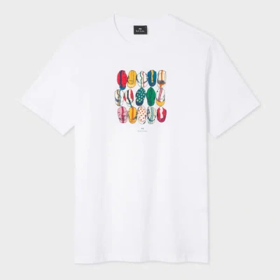 Ps By Paul Smith White 'cycling Caps' Cotton T-shirt
