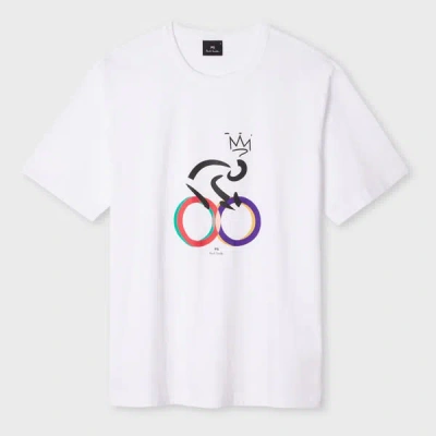 Ps By Paul Smith White 'cyclist' Print T-shirt