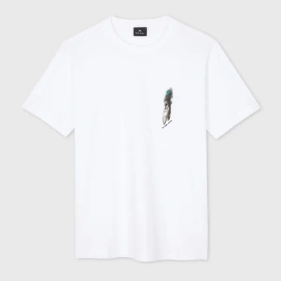 PS BY PAUL SMITH WHITE 'CYCLIST SILHOUETTE' PRINT T-SHIRT