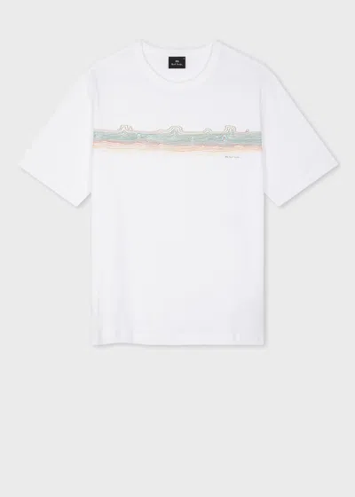 Ps By Paul Smith White 'desert Stripe' Print T-shirt