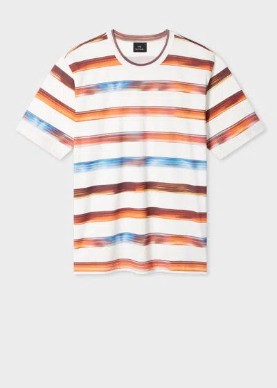 Ps By Paul Smith White 'digital Stripe' T-shirt