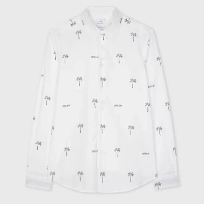 Ps By Paul Smith White 'dream Palm Tree' Print Shirt