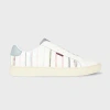 Ps By Paul Smith White 'embroidered Stripe' Leather 'rex' Trainers In White