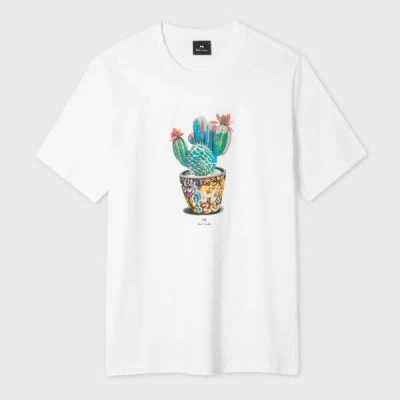 Ps By Paul Smith White 'graffiti Cactus' Print T-shirt