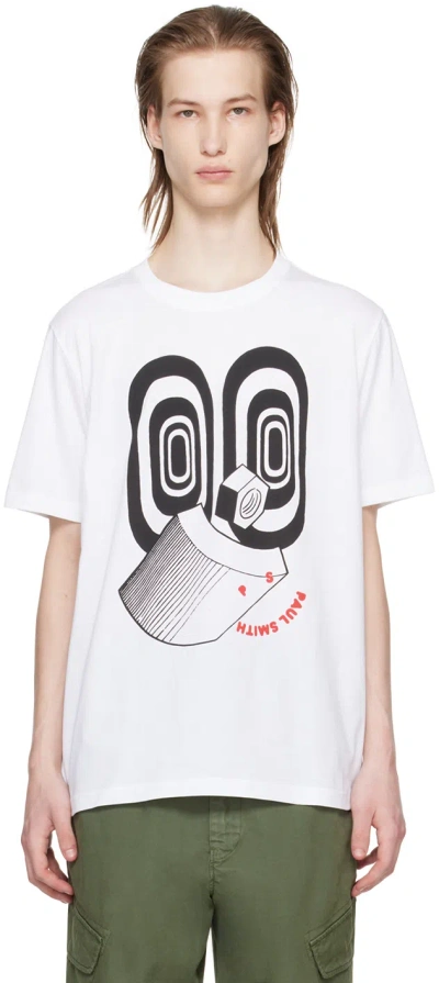 Ps By Paul Smith White Graphic T-shirt In 01