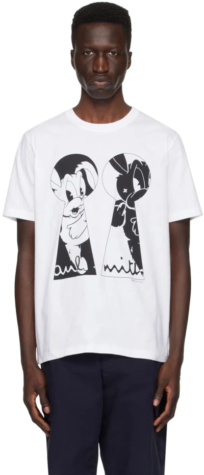 Ps By Paul Smith White Keyhole Bun T-shirt In 1 Whites