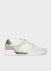 Ps By Paul Smith White Leather 'colson' Green Spoiler Trainers In White