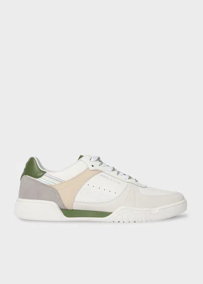 Ps By Paul Smith White Leather 'colson' Green Spoiler Trainers