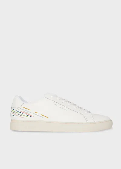 Ps By Paul Smith White Leather 'rex' Embroidery Trainers