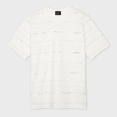 Ps By Paul Smith White Multi-stripe Cotton T-shirt