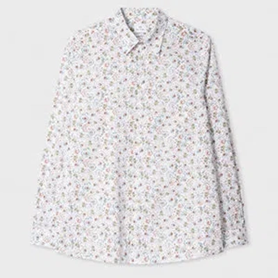 Ps By Paul Smith White Organic Cotton 'ferris Floral' Shirt