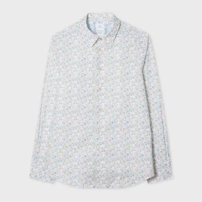 Ps By Paul Smith White Organic Cotton 'globe Flower' Shirt In Multi