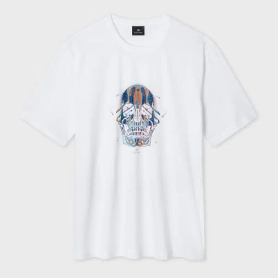 Ps By Paul Smith White 'painted Skull' Print T-shirt