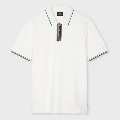 Ps By Paul Smith White Polo Shirt With Stripe Tipping