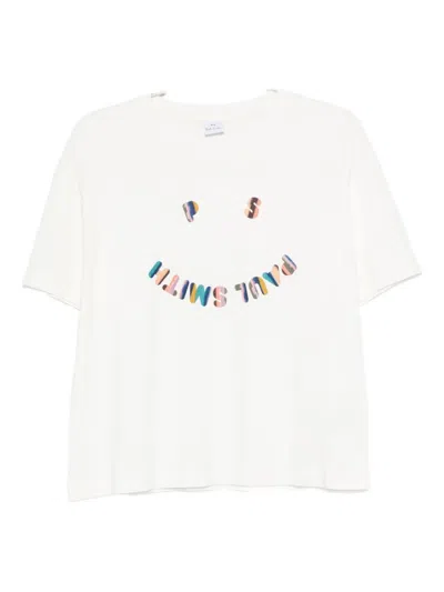 PS BY PAUL SMITH WHITE PS HAPPY COTTON T-SHIRT