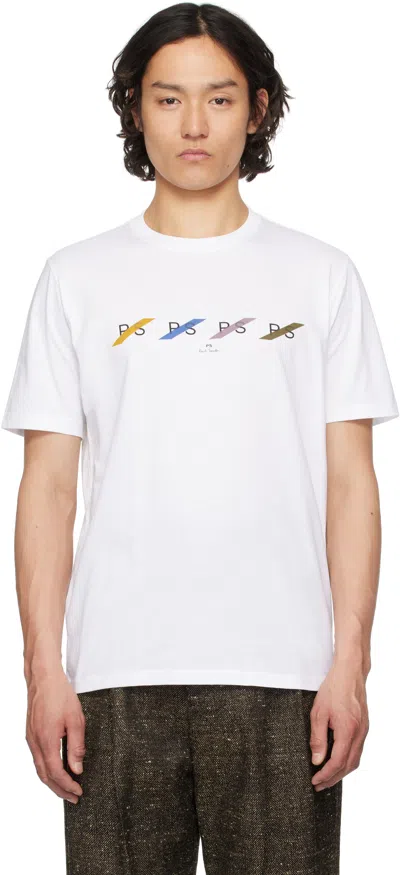 Ps By Paul Smith White 'ps' Row Multi T-shirt In 1 White