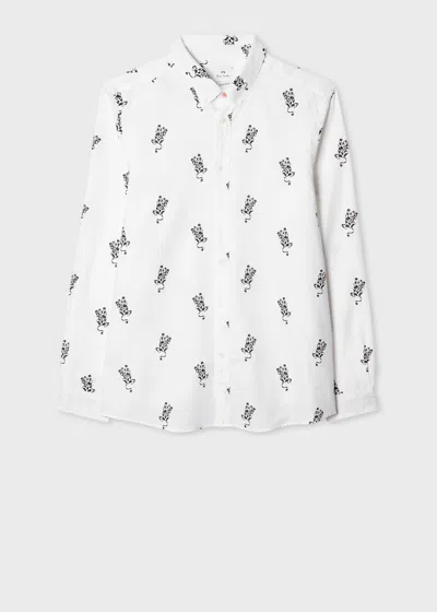 Ps By Paul Smith White Regular-fit Cotton 'cow' Print Shirt