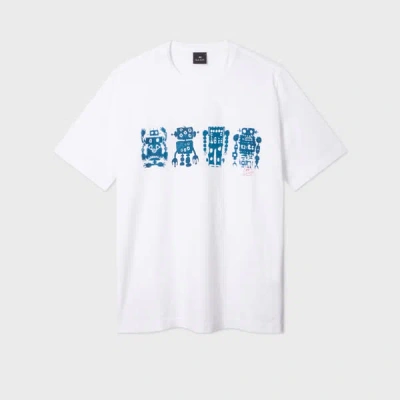 Ps By Paul Smith White 'screen Robot' Print T-shirt