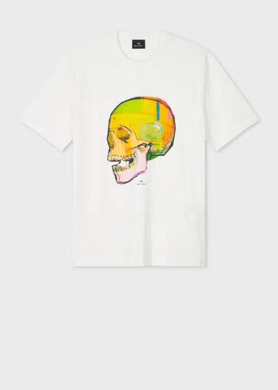 PS BY PAUL SMITH WHITE 'SKULL SKETCH' PRINT T-SHIRT