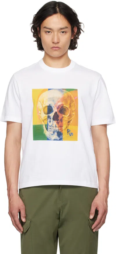 Ps By Paul Smith Skull Square Cotton T Shirt In White