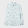 Ps By Paul Smith White Slim-fit Organic Cotton 'campanula' Print Shirt In Blue